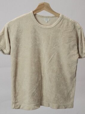 The Simple Folk Cream Terry Cloth Side Snap Shirt